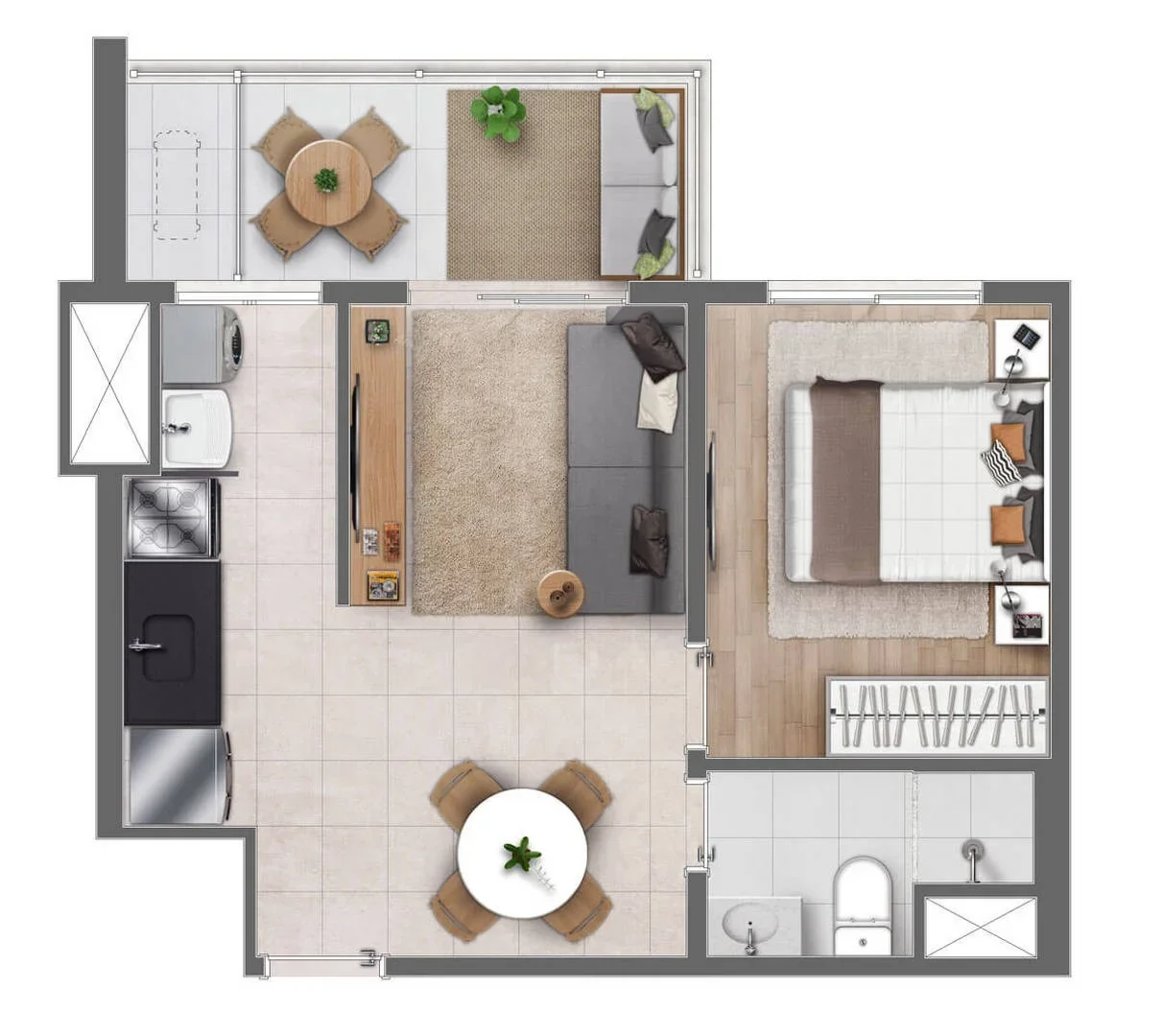 Quirino 779 em Centro, Campinas: Planta de 1 dormitório com 40 m² do Quirino 779