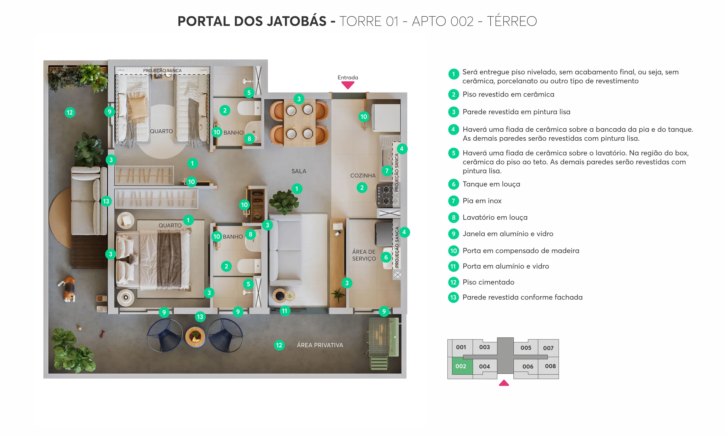 Portal dos Jatobás em Jardim das Cerejeiras, Campinas: Planta de apartamento do Portal dos Jatobás (1)