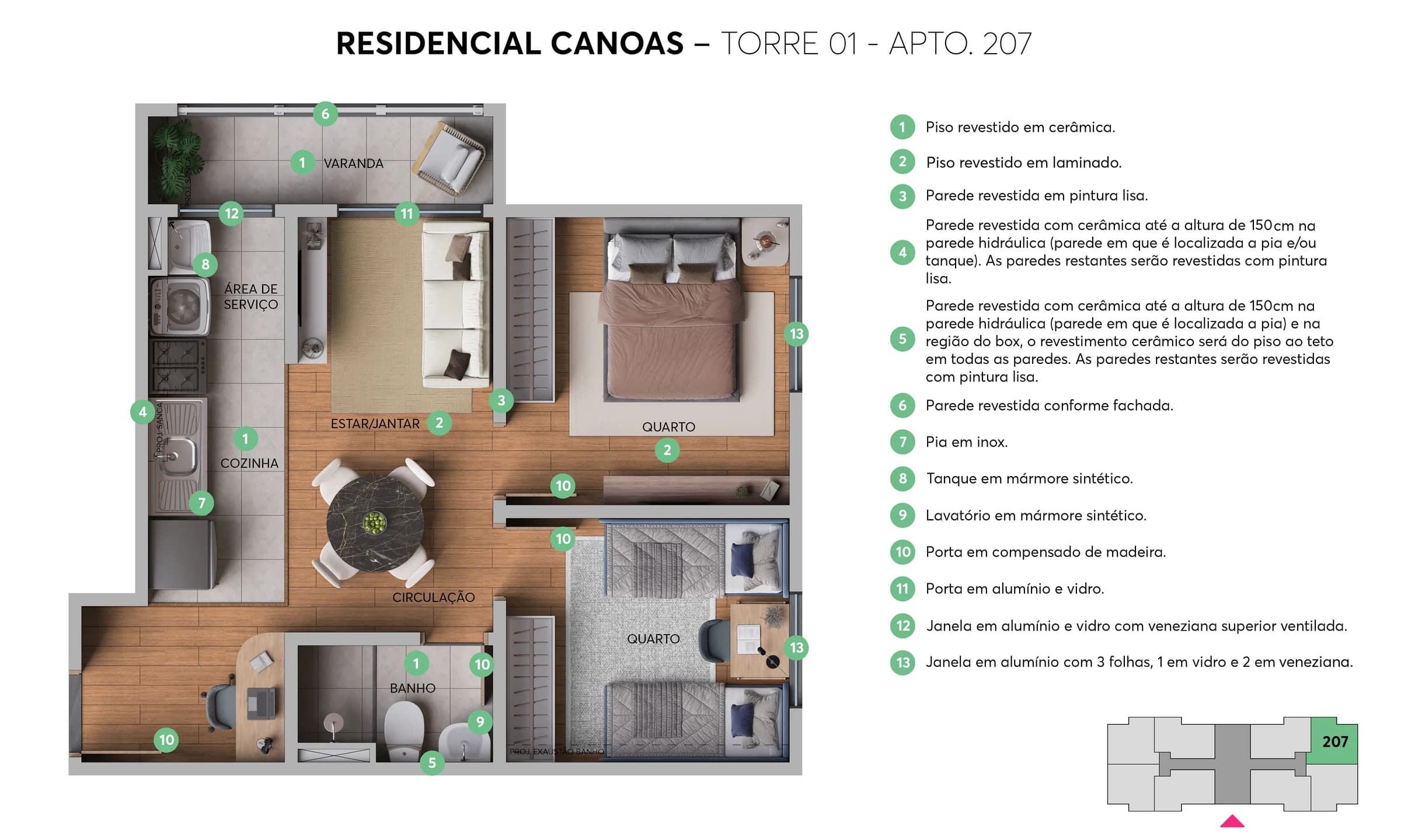 Residencial Canoas em Jardim Aires da Costa, Campinas: Planta de apartamento do Residencial Canoas (1)