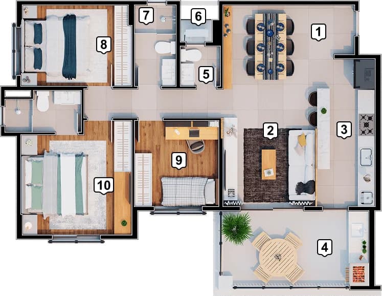 Hípica Boulevard em Bairro das Palmeiras, Campinas: Planta tipo de 91 m² do Hípica Boulevard