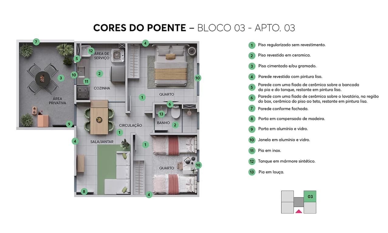 Cores do Poente em Loteamento Residencial Novo Mundo, Campinas: Planta Cores do Poente