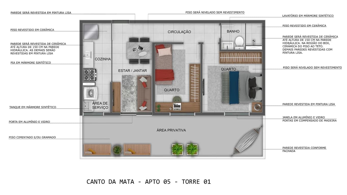 Residencial Canto da Mata em Loteamento Residencial Canto da Mata, Campinas: Planta de apartamento do Residencial Canto da Mata (1)