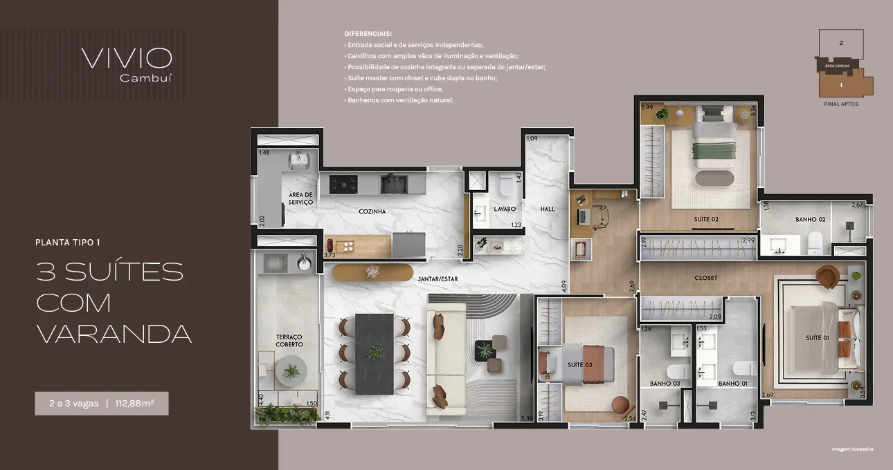 Vivio Cambuí em Cambuí, Campinas, planta 1