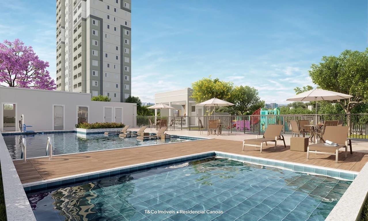 Residencial Canoas em Jardim Aires da Costa, Campinas: Piscina do Residencial Canoas (perspectiva ilustrada da MRV)
