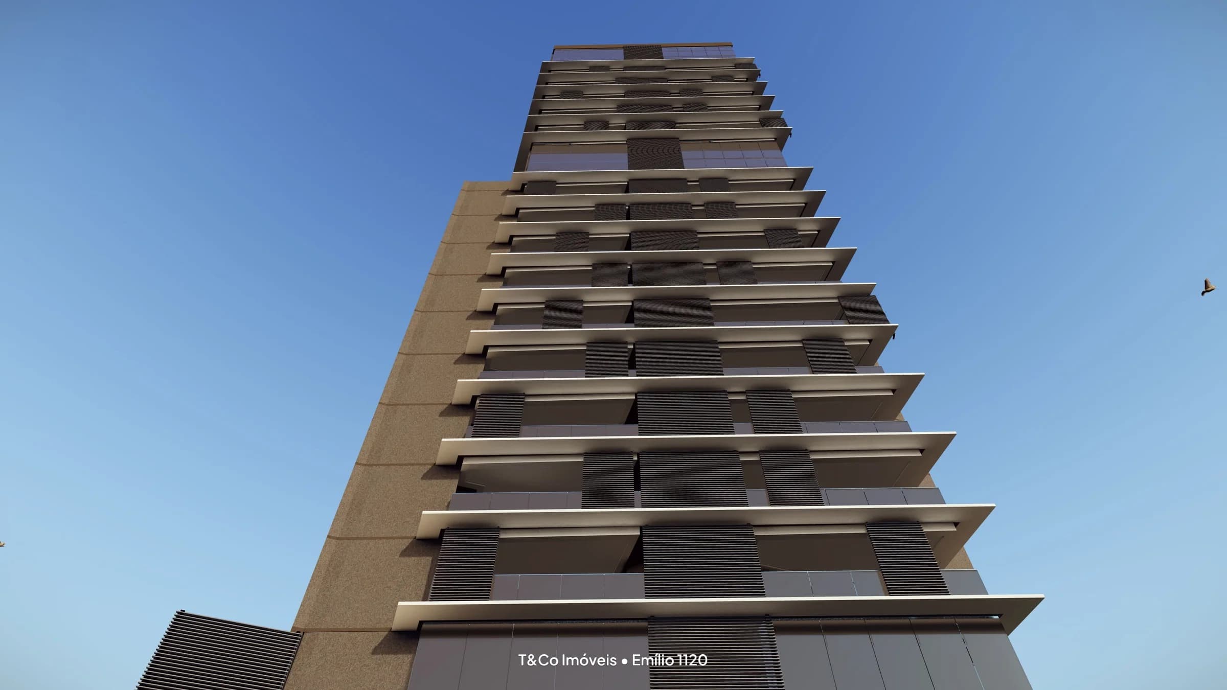 Emílio 1120 em Cambuí, Campinas: Fachada do Emílio 1120 vista de baixo