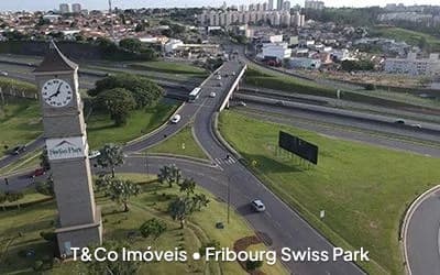 Fribourg Swiss Park em Swiss Park, Campinas: Viaduto e relógio do Swiss Park junto à Rodovia Anhanguera (imagem do bairro, não do Fribourg Swiss Park)