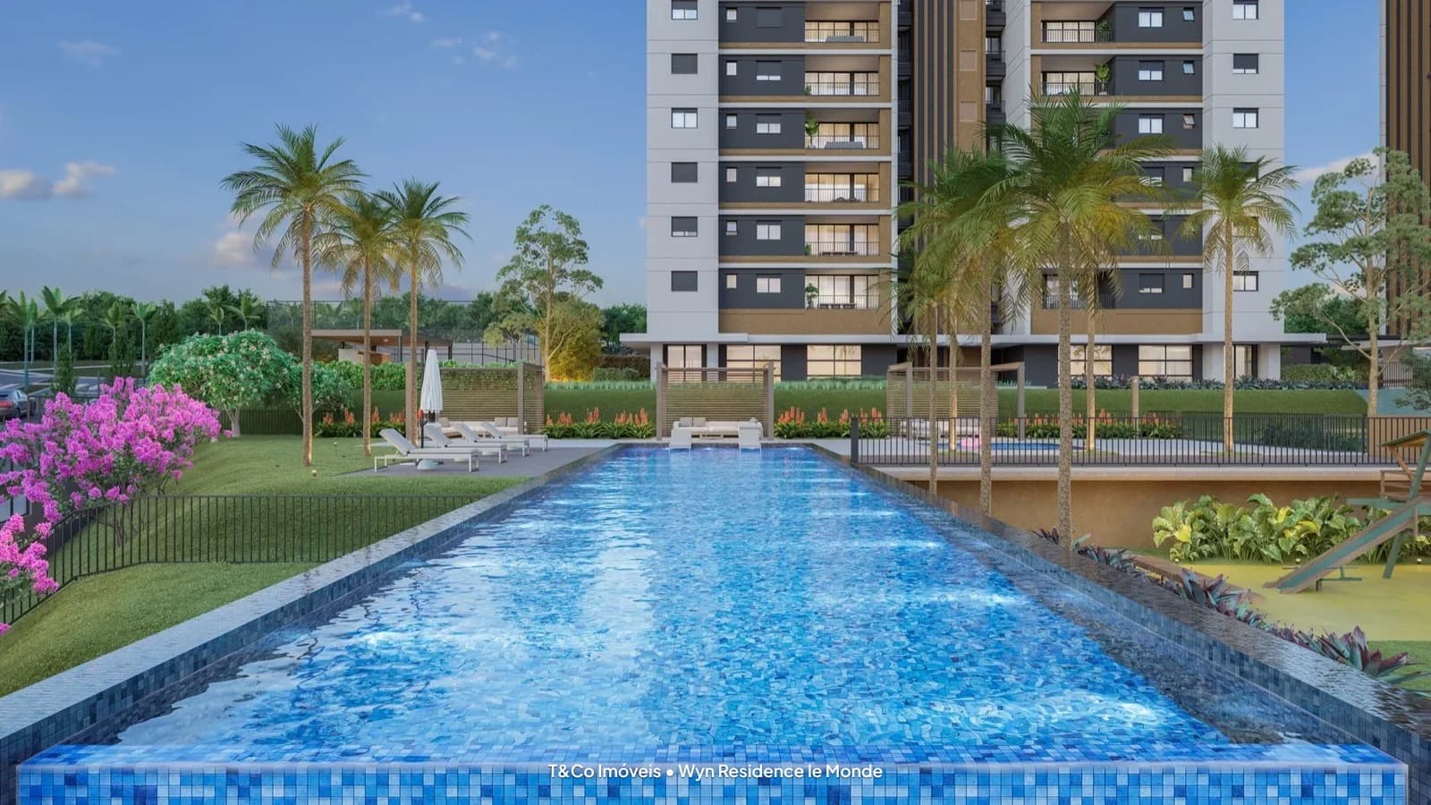 Wyn Residence le Monde em Loteamento Residencial Vila Bella Dom Pedro, Campinas: Piscina com deck do Wyn Residence Le Monde (ilustração)